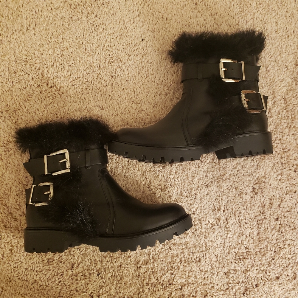 Charles David Reno Black Leather Faux Fur - Picture 4 of 7